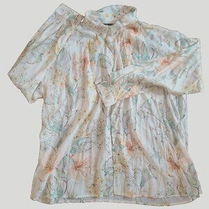 Maven West Women's Long Sleeve Button-Down Floral Flower Shirt Small, Summer